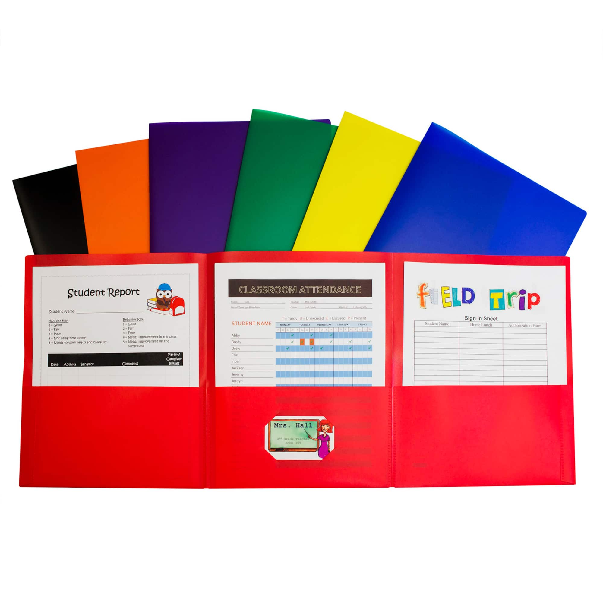 C-Line® Assorted Colors 3-Pocket Poly Portfolios, 24ct.